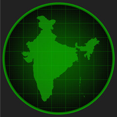 Vector map India on the radar screen