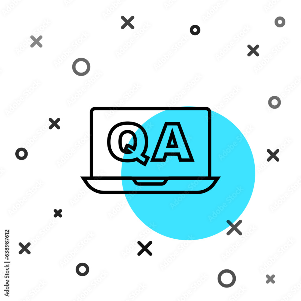 Poster black line speech bubbles with question and answer icon isolated on white background. q and a symbol