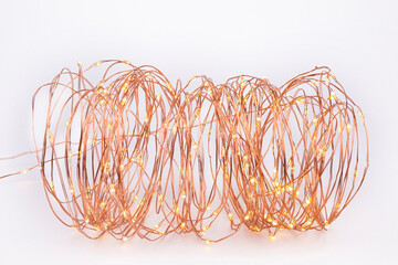 LED string lights. Party holiday christmas decoration lights. Close up christmas LED lighting