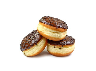 donuts with chocolate topping isolated on white background