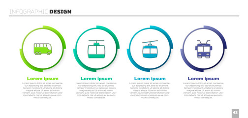 Set Bus, Cable car, and Trolleybus. Business infographic template. Vector