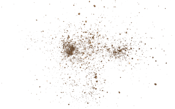 Pile of soil scattered isolated on white background and texture, clipping path 