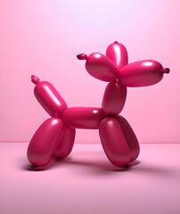 3D render of a pink balloon dog in a pink room