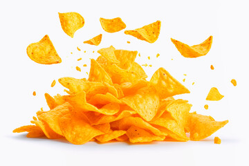Fototapeta premium Corn Mexican nachos isolated on white background.