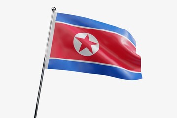 North Korea - waving fabric flag isolated on white background - 3D illustration