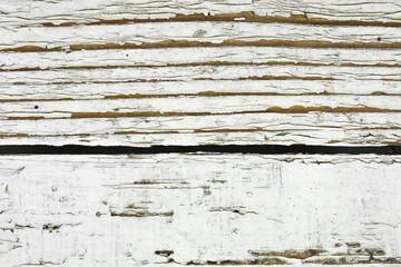 Gray wooden background of weathered distressed rustic wood with faded white paint 