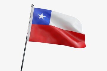 Chile - waving fabric flag isolated on white background - 3D illustration