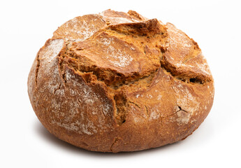 Round dark bread with cracked baked crust