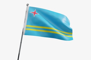 Aruba - waving fabric flag isolated on white background - 3D illustration