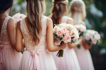 The bride and bridesmaids with flowers 12