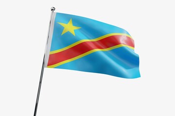Democratic Republic of the Congo - waving fabric flag isolated on white background - 3D illustration