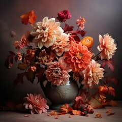 Autumn flowers in the vase