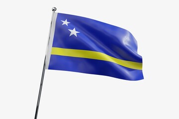 Curacao - waving fabric flag isolated on white background - 3D illustration
