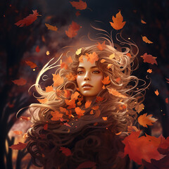 autumn girl portrait. Autumn queen..