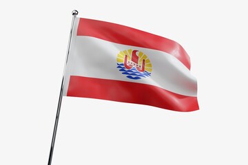 French Polynesia - waving fabric flag isolated on white background - 3D illustration