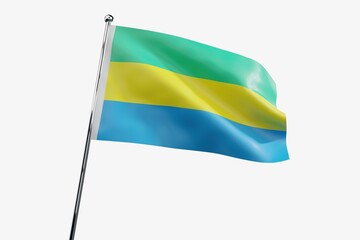 Gabon - waving fabric flag isolated on white background - 3D illustration