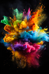 Obraz na płótnie Canvas Colored powder explosion on black background 