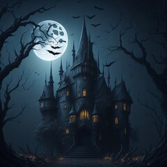 Background for Halloween gothic dark castel ai generated