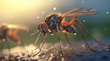 A Mosquito With Wings is Going Against The Skin of A Person AI Generative