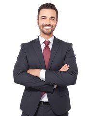 portrait of a smiling businessman with folded arms isolated on a white  background generative ai
