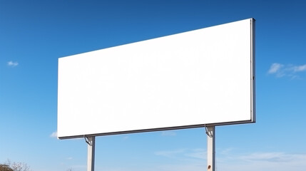 Obraz premium Template of Outdoor billboard on blue sky background. Mock up for custom design.