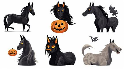 set of horses in a Halloween style