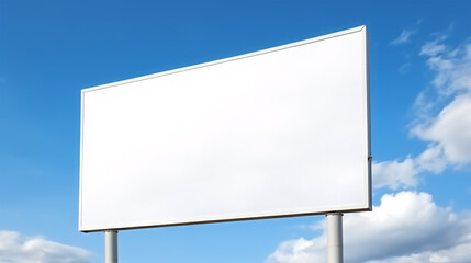 Obraz premium Template of Outdoor billboard on blue sky background. Mock up for custom design.