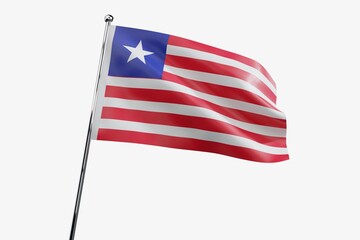 Liberia - waving fabric flag isolated on white background - 3D illustration