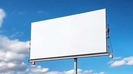 Template of Outdoor billboard on blue sky background. Mock up for custom design.