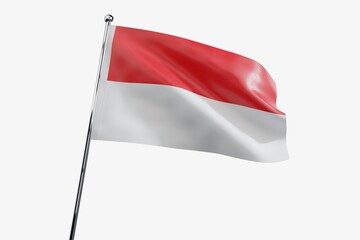 Monaco - waving fabric flag isolated on white background - 3D illustration