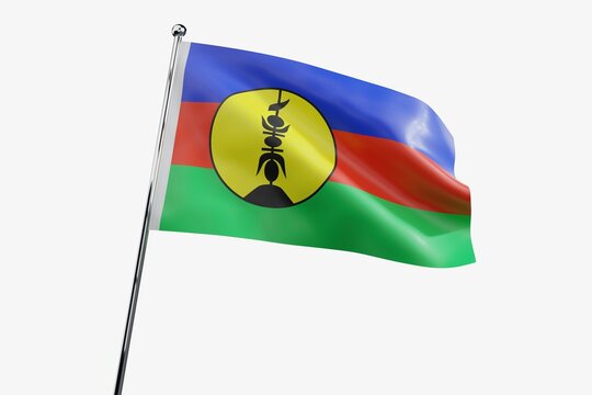 New Caledonia - waving fabric flag isolated on white background - 3D illustration