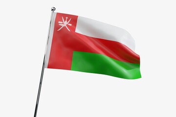 Oman - waving fabric flag isolated on white background - 3D illustration