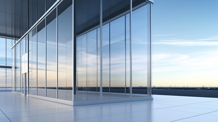 Modern architecture. Wall made of glass commercial buildings exterior. Realistic 3d