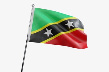 Saint Kitts and Nevis - waving fabric flag isolated on white background - 3D illustration