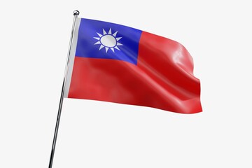 Taiwan - waving fabric flag isolated on white background - 3D illustration