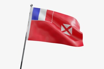 Wallis and Futuna - waving fabric flag isolated on white background - 3D illustration