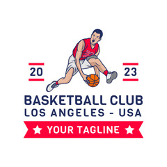 Fototapeta na wymiar Basketball club logo. Basketball club emblem, design template on white background