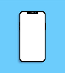 iPhone blank white screen mockup on Blue color background mockup