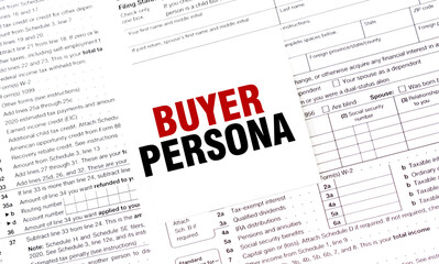 BUYER PERSONA on white sticker with documents