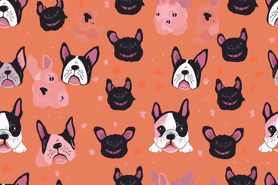 Cute Dogs, Dog Background, Dog Print Pattern, Pink and Orange, Seamless Tumbler Wrap, Tumbler Design, Seamless, Background, Step Repeat