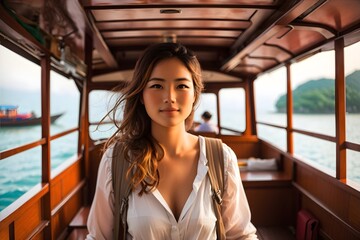 woman on a boat