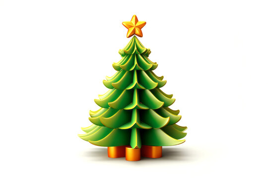 Christmas pine tree isolated on white background. Happy New Year concept