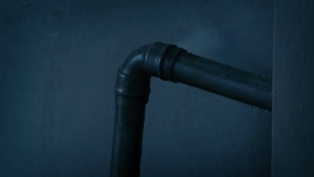 Pipe Bursts Spraying Water In The Dark
