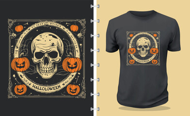 Graffiti illustration of a monster Halloween pumpkin colorful vector t-shirt design