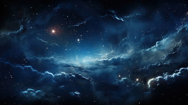 Panorama View Universe Space Shot of Milky Way Galaxy with Stars on a Night Sky Background AI Generative