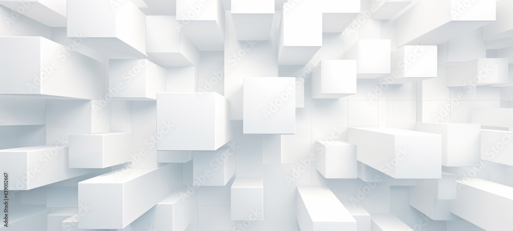 Poster abstract geometric white bright 3d texture wall with squares and square cubes background banner illu