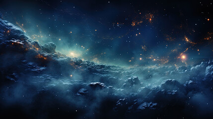 Fototapeta premium Panorama View Universe Space Shot of Milky Way Galaxy with Stars on a Night Sky Background AI Generative