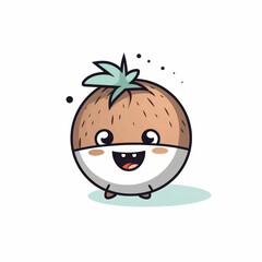 Illustration of a cartoon coconut. Generative AI.