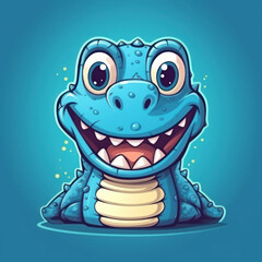 A cartoon illustration of a crocodile. Generative AI.