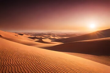Fototapeta na wymiar sunset in the desert country generated Ai.
